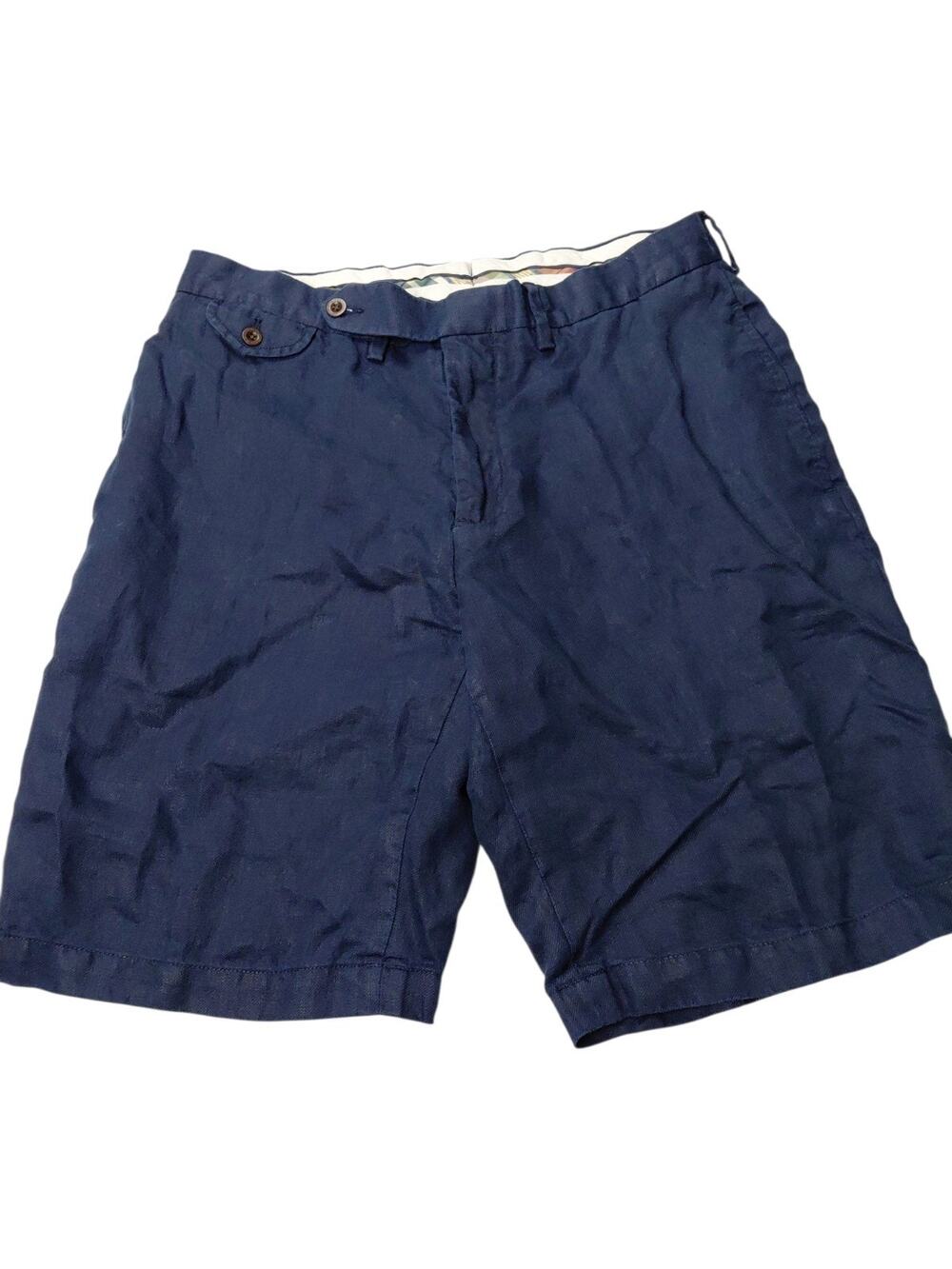 Polo By Ralph Lauren Vintage Navy Linen Coin Pocket Shorts Size 33